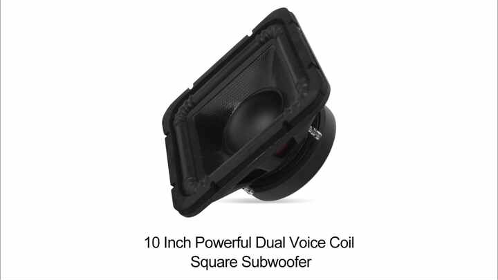 10インチ角型デュアルボイスコイルサブウーファー 400W RMS 4Ω カー
