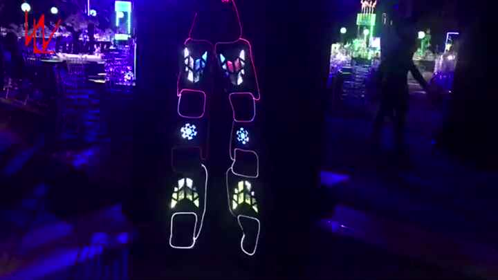 Fiber Optic Light Tron Dance Suits Ultraman Ironman Dance Costumes With LED  Helmet Futuristic Clothing Performance Wear