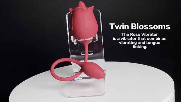 SHD S361 Tongue Licking Red Rose Vibrator with Vibrating Tail and Thrusting  Wand 100% Waterproof Safe Silicone+ABS Sex Toy