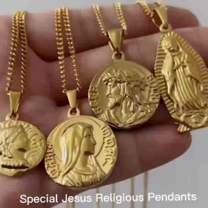 Collana con Pendente Tradizionale Ebraico Stella di David a Sei Punte in Oro, Collana con Pendente Mano di Fatima di Guadalupe