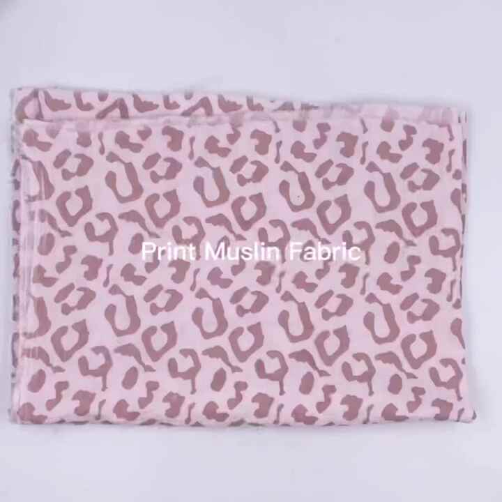 Leopard Grain Animal Cotton Printed Crinkle 100% Cotton Double