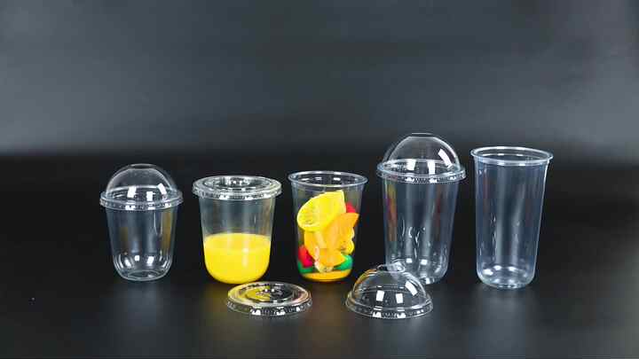 Hot Sales U Shape 12oz 16oz 20oz Clear Plastic PET Cups with Dome/Flat Lids  Custom Logo for Drink Party Picnic Camping