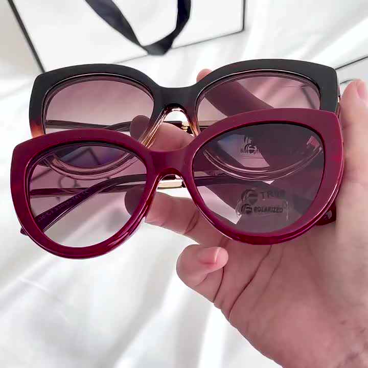 Magnet Black Red Hot Selling TR90 Women Polarized Sunglasses