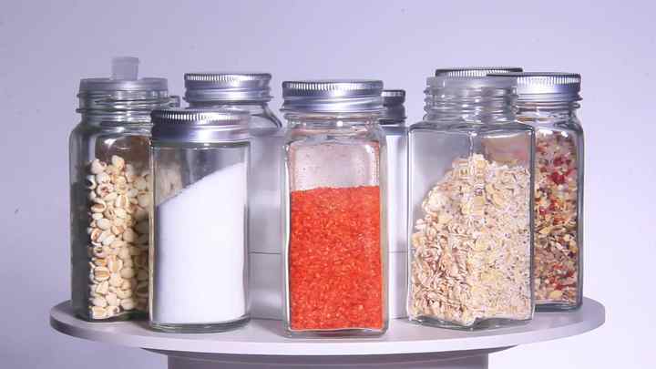 Square Glass Spice Jars Ideal for Kitchen Packaging