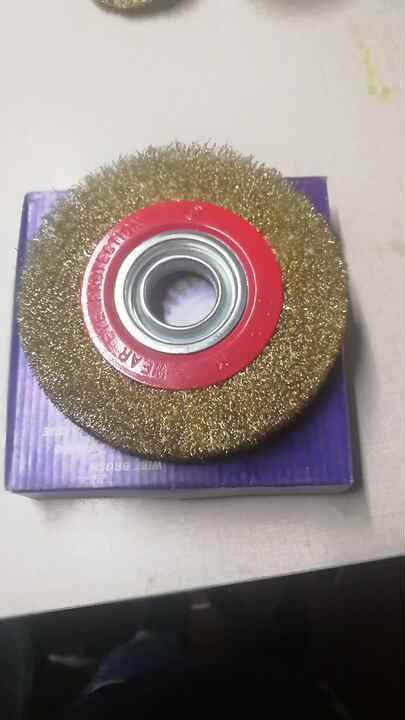 8-Inch Brass Plated Crimped Wire Wheel For Bench Grinder - Polishing, Finishing, Cleaning