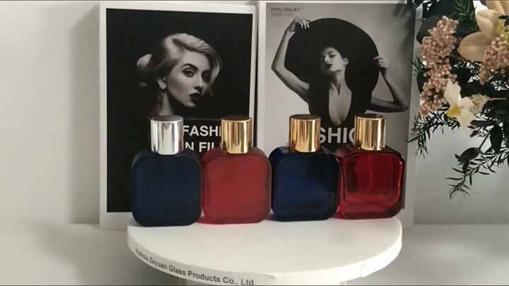 ury Colorful Perfume Bottle Dark Blue Square Cologne Bottles 50ml Aluminium  Parfum Lid Crimp Fine Mist Spray