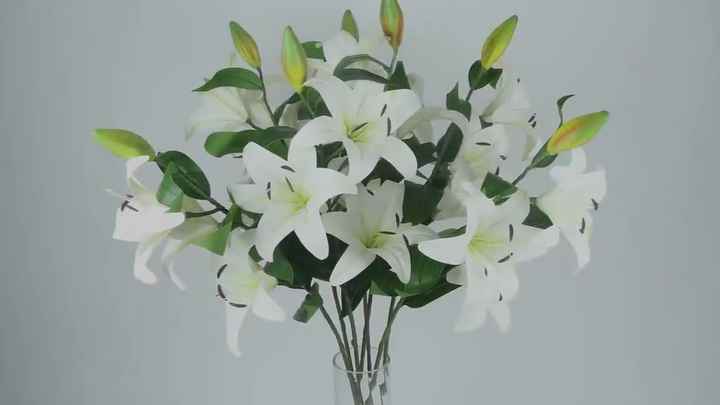 X-1125 100CMカラーリリーホワイト3ヘッド1バッド人工シルクタイガー