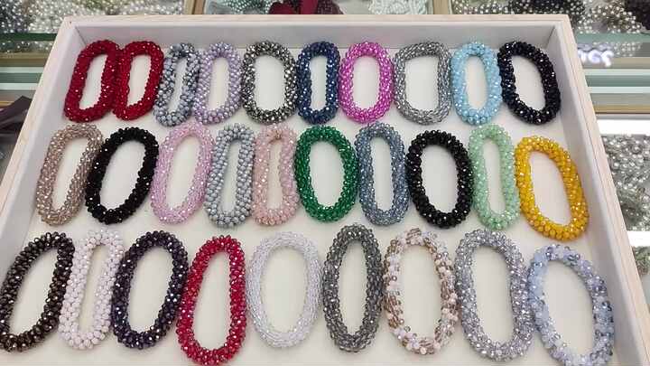 Bracciale Elasticizzato Multistrato Con Perle Di Cristallo – Gioiello Boho Per Donna E Ragazza, Colori Sfaccettati, Regalo - 3