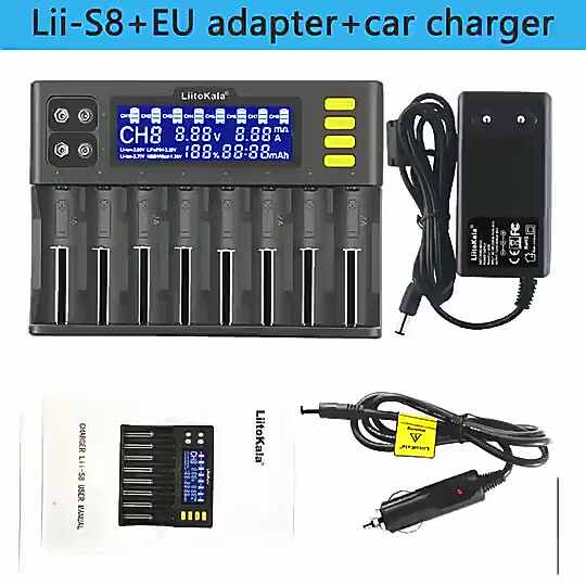 LiitoKala Lii-S8 8 Slots Battery Charger for Li-ion LiFePO4 Ni-MH