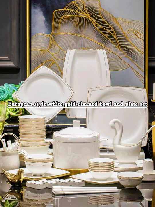 Keramik Wedding Dinner Set Marble Look Dinnerware Promo Piring Makan Marble  Set Piring
