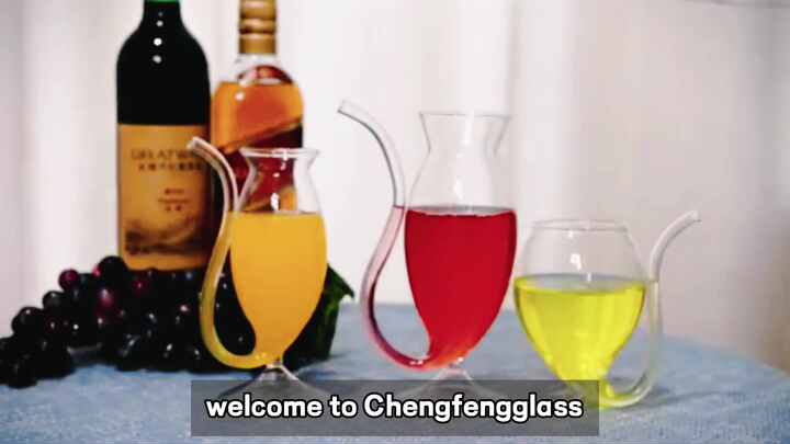 Creative Red Wine Glass With Straw - 10oz Footed Cocktail Glass With Unique Design