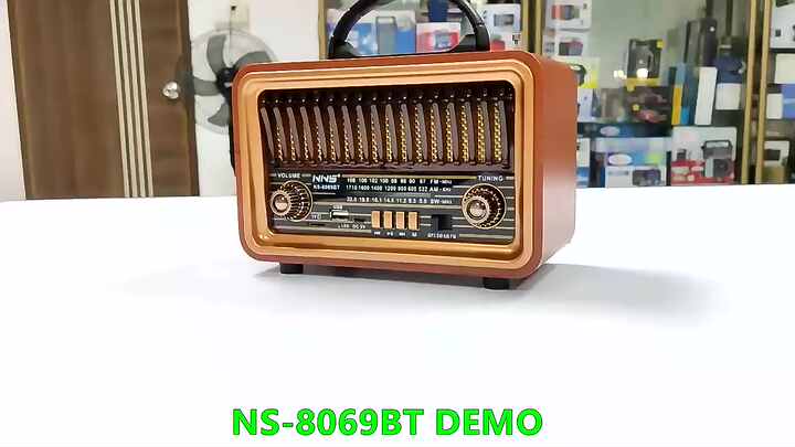 レトロな木製Bluetoothスピーカー FMラジオ付き ポータブルタイプ
