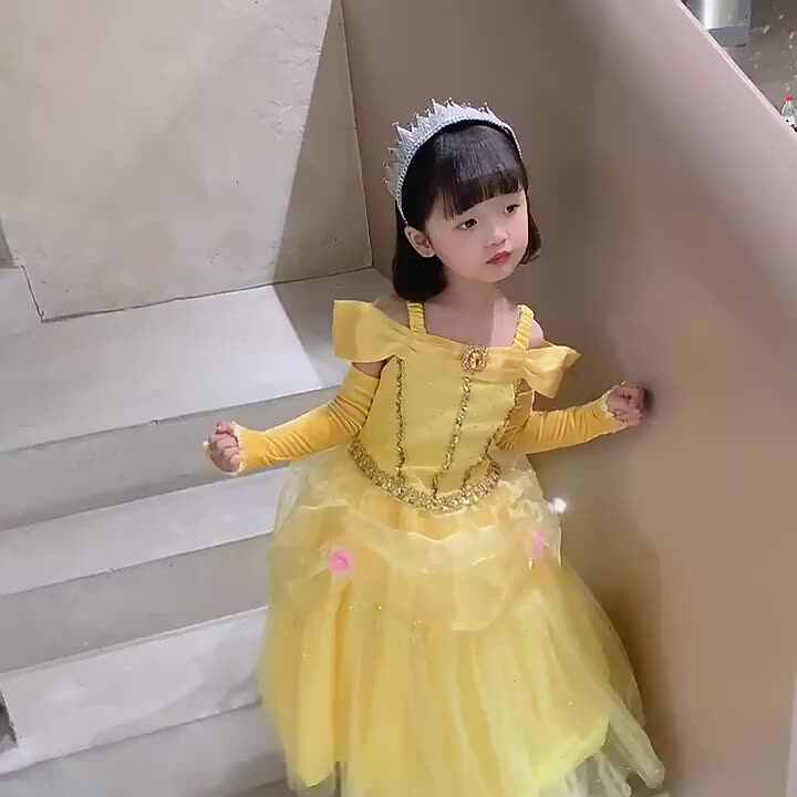 Amzbarley Halloween Cosplay Princess Belle Dress for Beauty and Beast