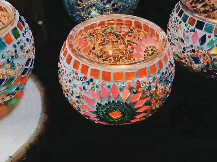 Portacandela In Vetro Mosaico Verde – Ciotola Decorativa Per Tealight, Centrotavola Per Matrimoni E Casa