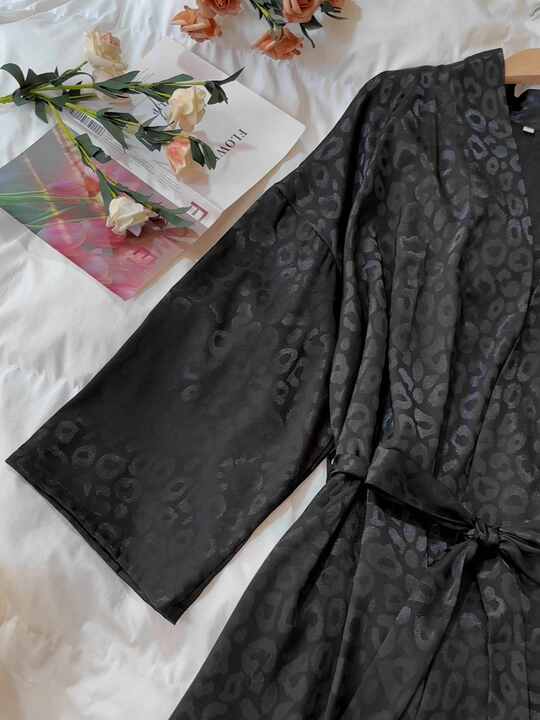 black long night dress Women’s Mulberry Silk Black Cosette Night Dress with Lace main image 1