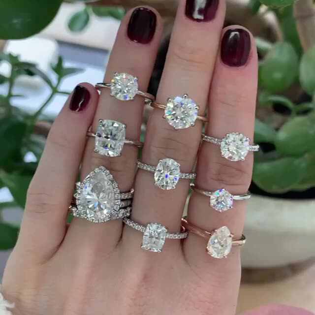 S925 Sterling Silver Engagement Rings with Moissanite
