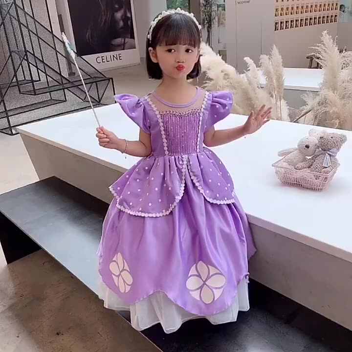 Kids Halloween Cosplay Tangled Rapunzel Princess Dress up TV & Movie  Costume Sofia Birthday Party Dress for Girls