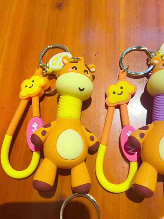 Fuqimanman2020 Cute Cartoon Animal Keychain - Elephant, Giraffe, Lion Key Ring With Wrist Strap, Ostrich Grey - View #7