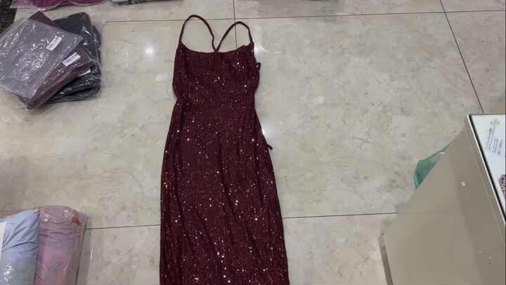 Hot Selling Sequin Backless Midi Party Evening Dresses for Women