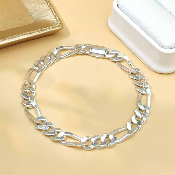 8mm Men's 925 Silver Figaro Link Chain Bracelet - Trendy Hip Hop