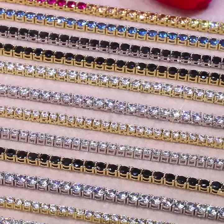 KRKC&CO Wholesale Cubic Zirconia Ice Out 14k Gold Plated Tennis Jewelry  Chain Mens Diamond CZ Tennis Chain Necklace for Women