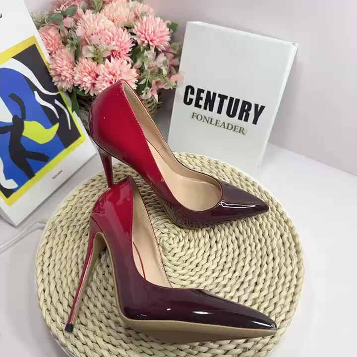 princess polly baby blue dress Red Black Gradient Women Pointed Toe Shoes 8CM 10CM 12CM Size 34-46 Elegant  Stiletto Pumps for Formal Dress Sexy High Heels