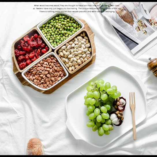 Piring Kayu Multifungsi Lintas Batas Nampan Buah Kering Eropa Ruang Tamu  Partisi Kreatif Makanan Ringan Kayu Piring Buah Permen