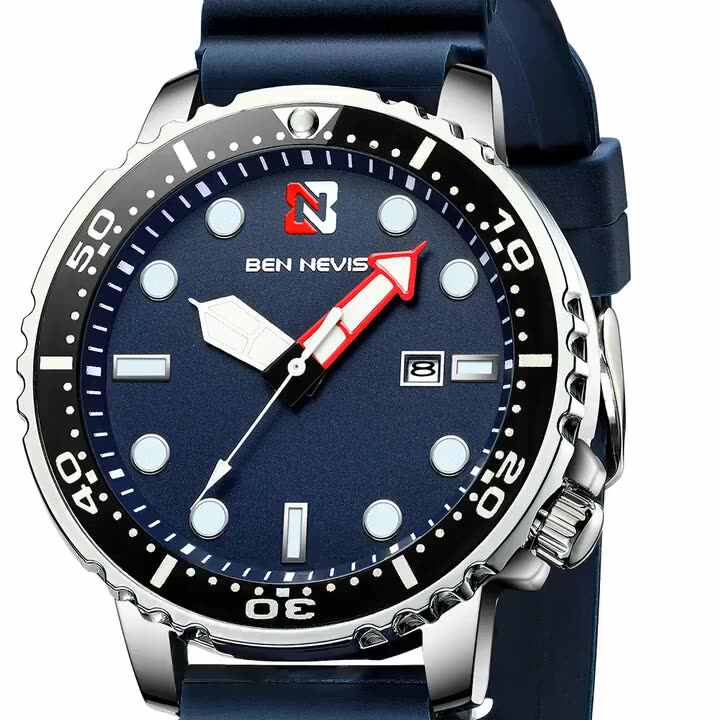 BEN NEVIS 3010中国製男性用クォーツ時計ゴムストラップ防水日付