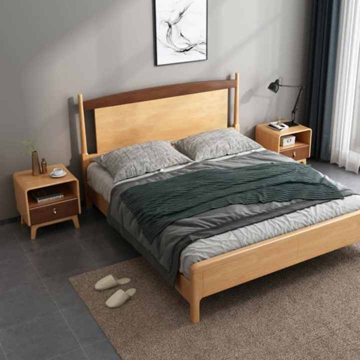 Bedroom Set Furniture Double Queen Size Luxury Wood Bed Frame Modern
