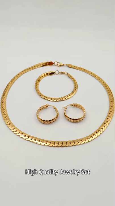 Wholesale Piece Fashion Jewelry Set 18K Gold Plated