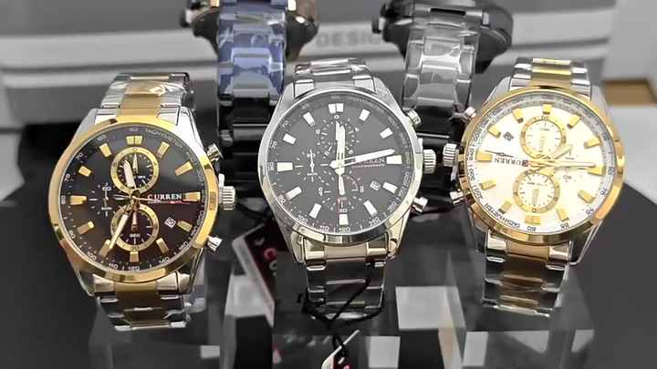 Curren *出品 CURREN Quartz Chrono Sport Watch Brands for Men - Stainless Steel