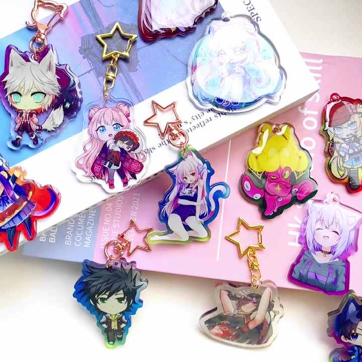 Plastic Print Clear Epoxy Holographic Custom Acrylic Keychain