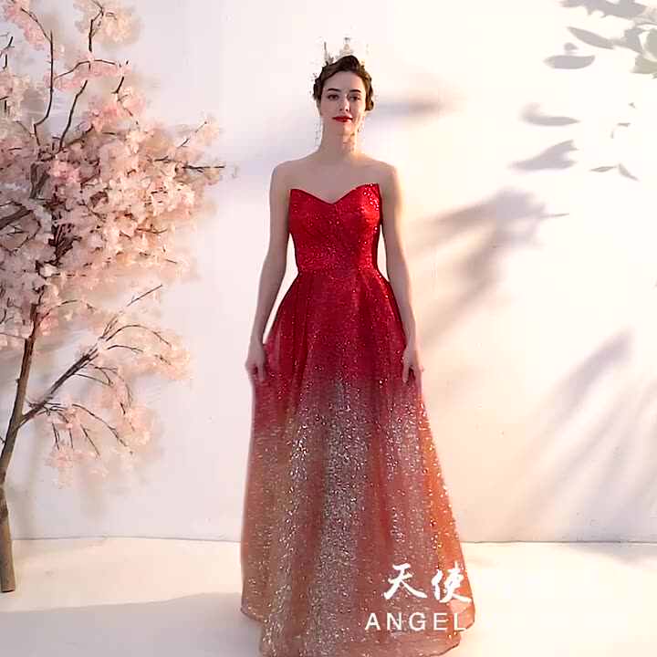 2021 Red Sequin Mesh Bustier Tube Dresses Women Party Evening Dresses Women  Lady Elegant Dress