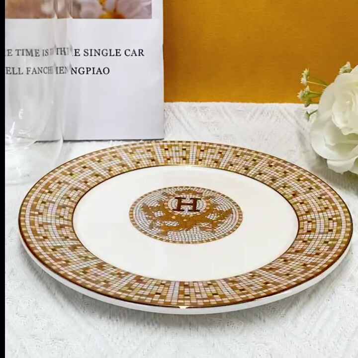 Luxury Gold Dinner Plate Glass Changer Service Plate Decorative Salad  Dessert Ceramic Charger Plates Wedding Decoration