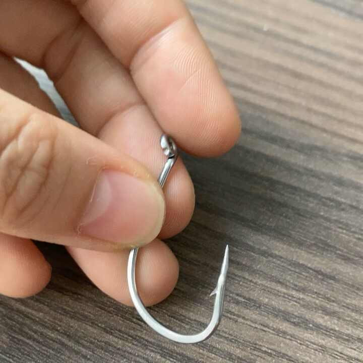 92554 Stainless Steel Fishing Hooks Barbed Hook White Offset Long Shank  Octopus Fishhooks for Soft Fishing Lure