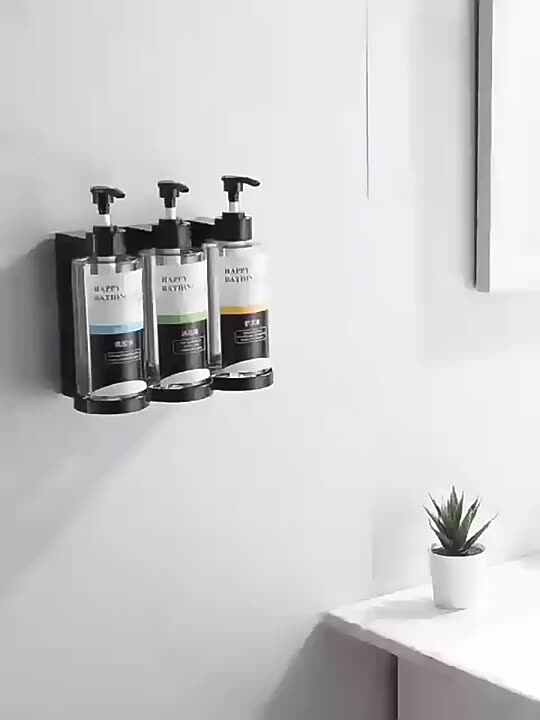 Dispenser Shampoo E Bagnoschiuma A 2 Camere – PP Trasparente, Da Parete, Senza Foratura