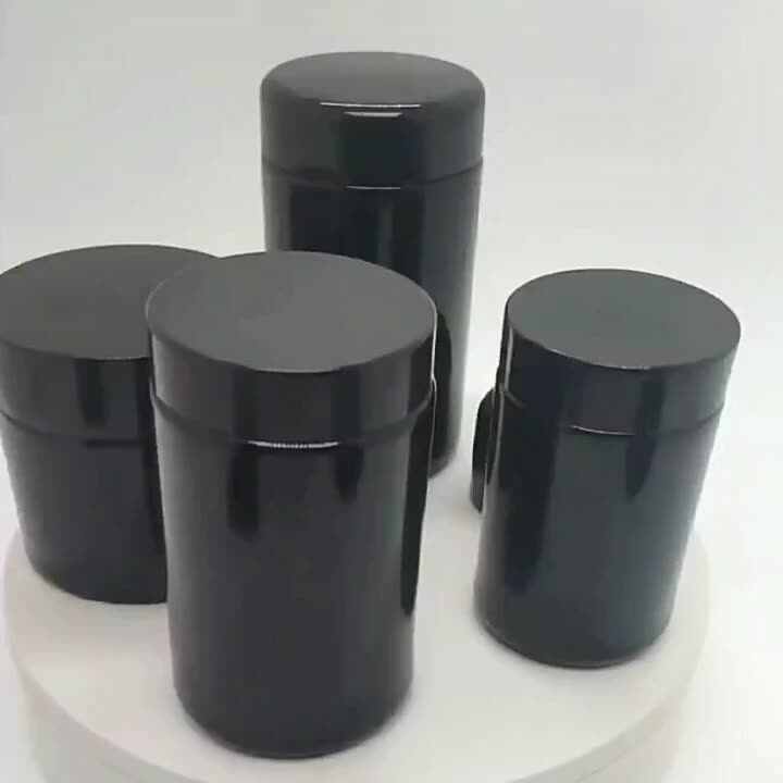Barattolo In Vetro UV Da 100 Ml Con Coperchio Ermetico Nero - Contenitore A Prova Di Odori E Perdite Per Spezie, Erbe Aromatiche E Conservazione - Vetro Spesso Riciclabile - 2
