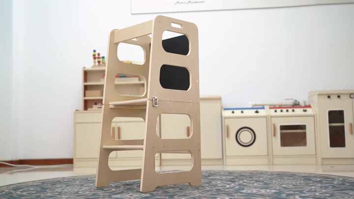 4-in-1 Toddler Kitchen Step Stool – Converts To Table & Chair, With Blackboard, Foldable, For Kids 1-3 Years