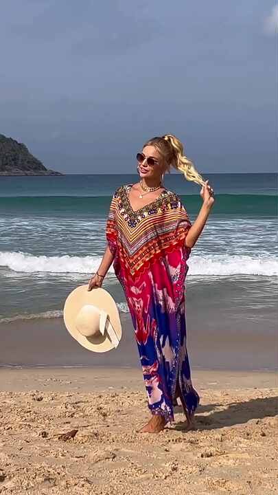 Outfits Clothes Women Maxi Dresses Spring Summer Print Casual Fashion Arab  Style Beachwear Cover up Dress