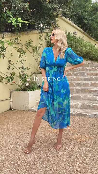 High Quality Women Dresses Casual Summer Tunic Midi Dress for Women Puff Sleeve Empire Chiffon Women's Fashion Dresses