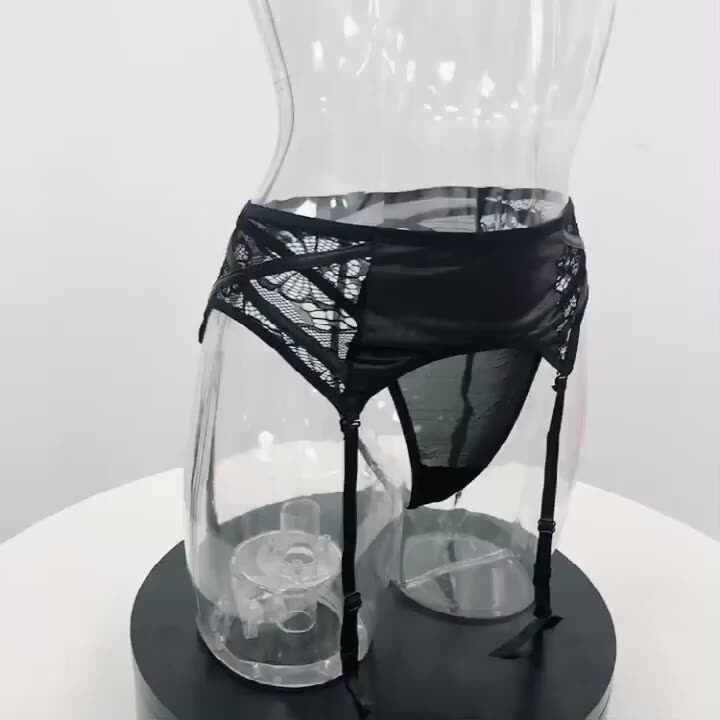 Wholesale High Waisted Leather Plus Size Sexy Black Lace Garter Belt Xxxl  Women