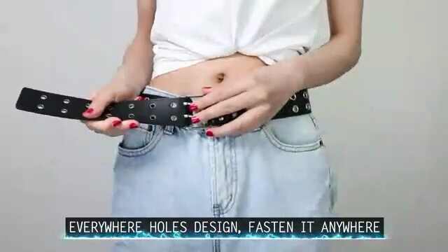 Hip-hop Double Grommet Belt Punk Waist Belt with Chain