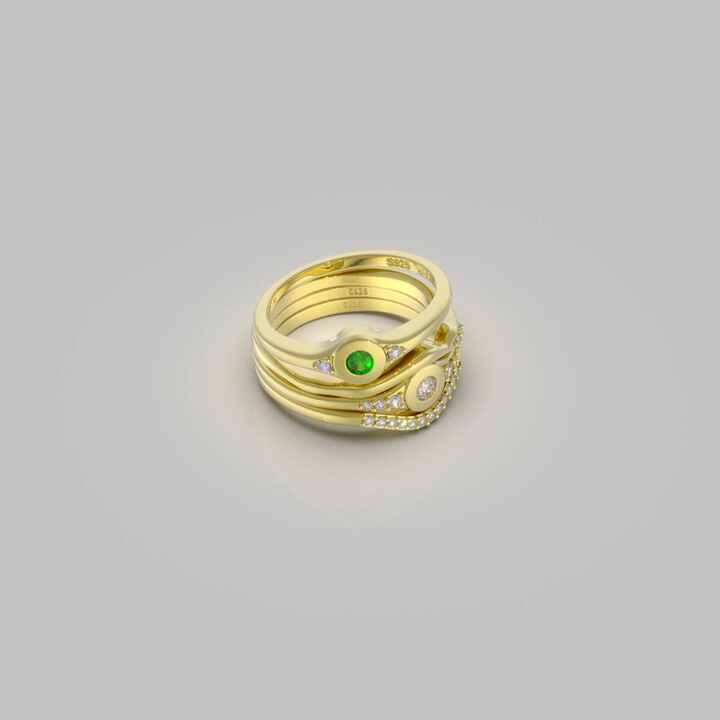 14K Gold Plated 925 Sterling Silver Cubic Zirconia Ring for Women