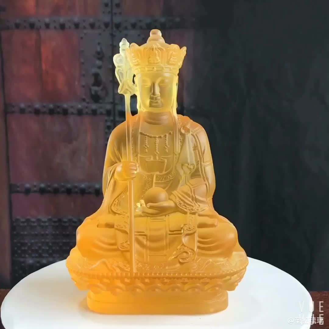 Ksitigarbha Bodhisattva Dizang Pusa Buddha Statue Crystal Glass Liuli Art Factory Selling