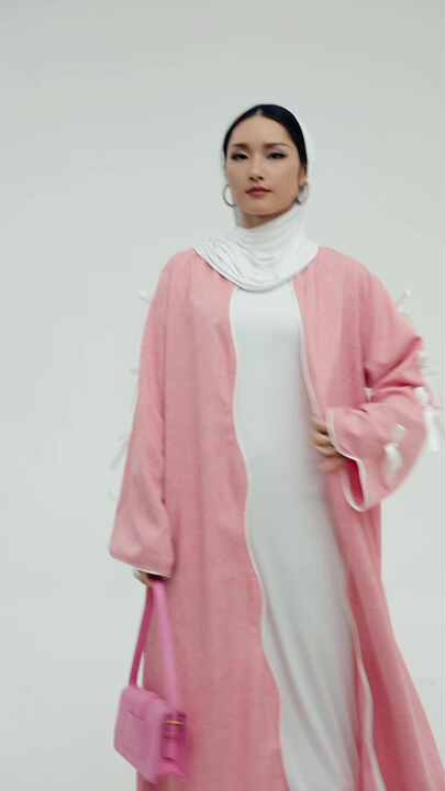 2026 Ramadan Women Muslim Long Dress Dubai Abaya Kaftan Open Kimono Cardigan Solid Color Bow Sleeves Abaya 2026 Ramadan Women Muslim Long Dress Dubai Abaya Kaftan Open Kimono Cardigan Solid Color Bow Sleeves Abaya