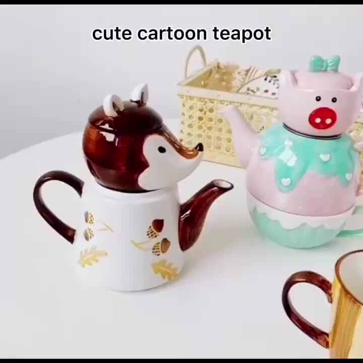 Tea for Two - Stackable Ceramic Animal Shaped Teapot
