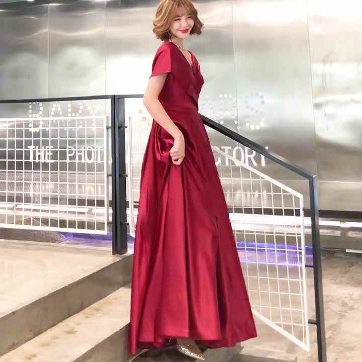 little girls bridesmaid dresses Wine Red Velvet Low Back Straps Long Party Dress, Wine Red Wedding Par –  Cutedressy main image 1