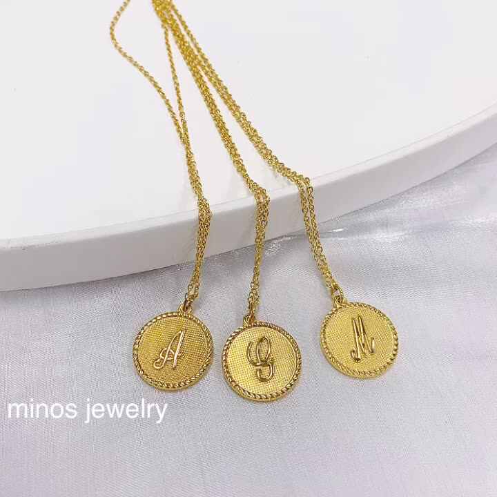 Fashion Vintage Jewelry Necklace Round Disc Letter Necklace 2021