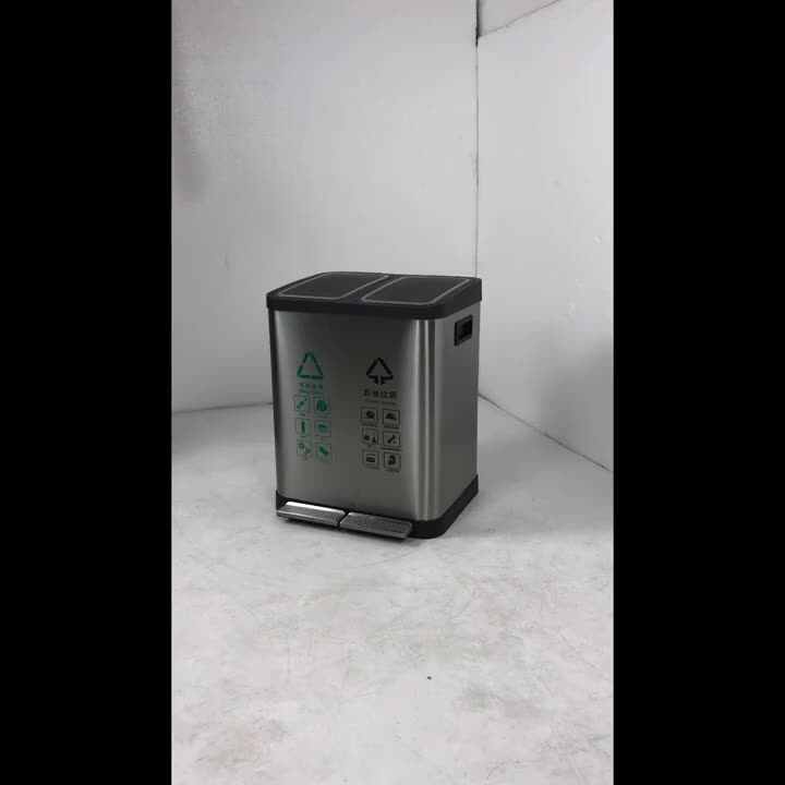 Stainless Steel Classification Trash Can Footoperated Rectangular