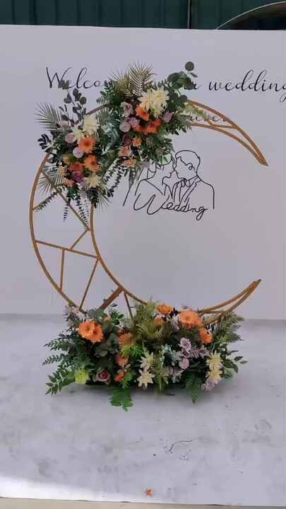 Lot De 2 Supports D'Arche De Mariage En Forme De Croissant De Lune - Acier Doré, Stable - Pour Décoration D'Événement